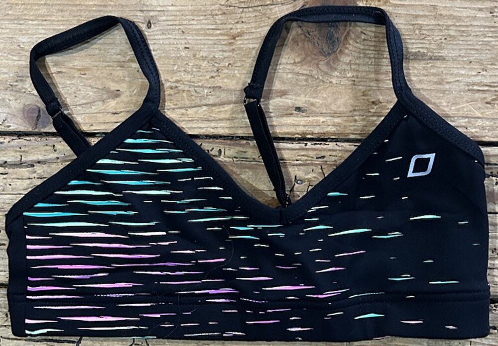 Lorna Jane Women’s Size S Black Neon Scratch Print No Pad Sports Bra
